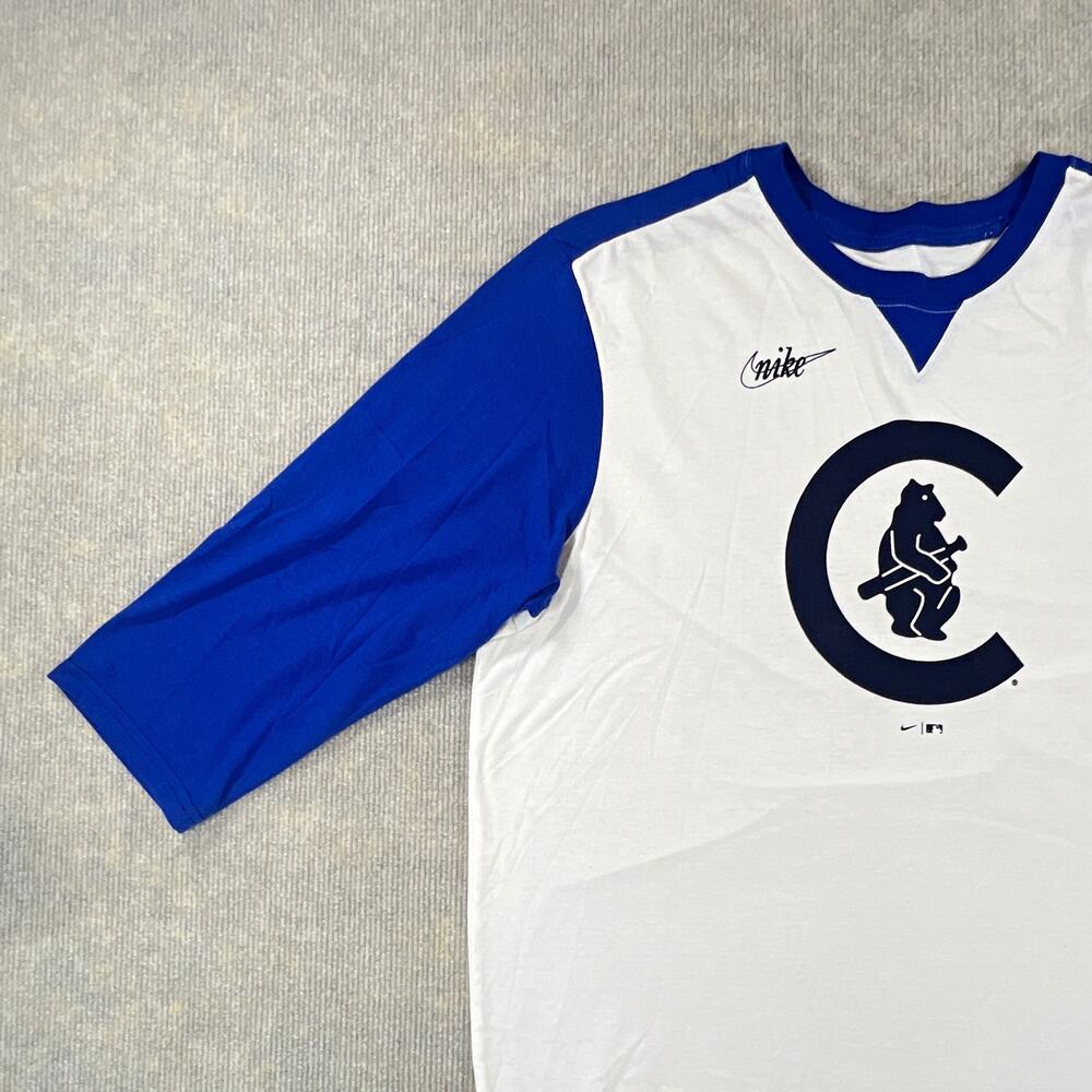 Nike MLB Chicago Cubs Men's XL Raglan 3/4 Sleeve Crew Tagless T-Shirt